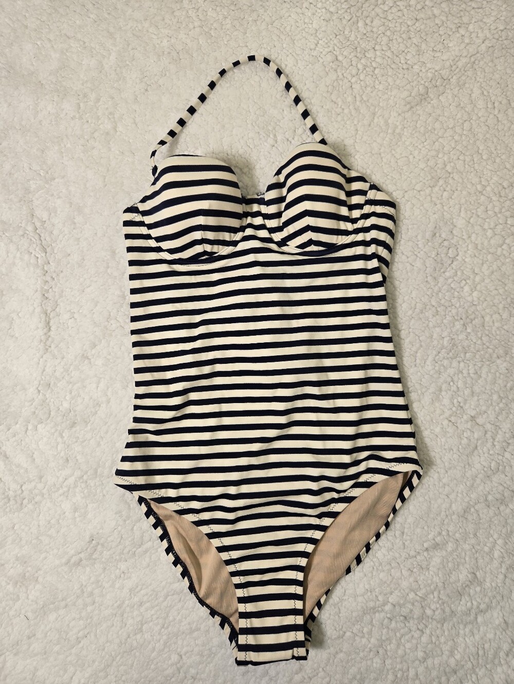 J.Crew One Piece Swimsuit sz 4 Navy Blue Striped Underwire Bathing Suit NWT